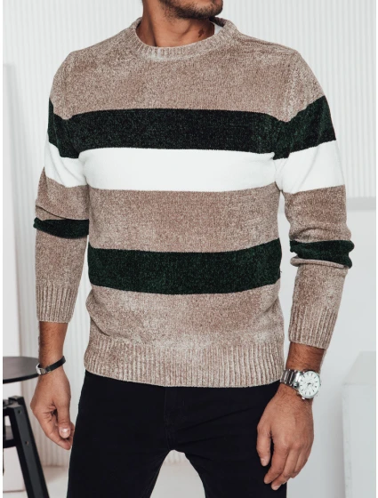 Pánský pruhovaný svetr hnědý Dstreet model 21982445 - FashionStreet