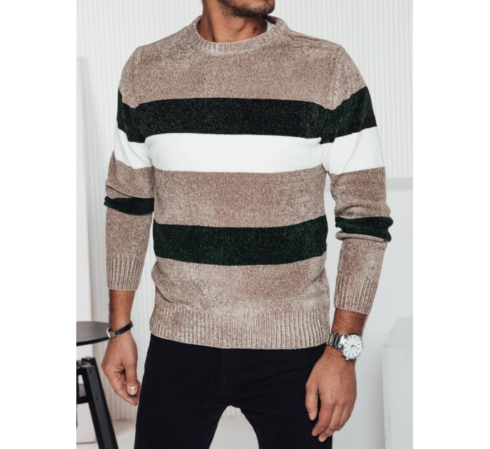 Pánský pruhovaný svetr hnědý Dstreet model 21982445 - FashionStreet