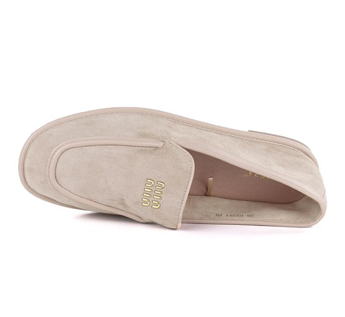 Dámské semišové polobotky béžové model 22097219 - VINCEZA