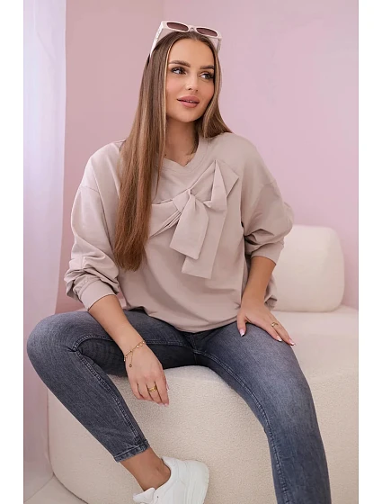 Bavlněná halenka s mašlí béžový Bavlněná halenka s mašlí béžový