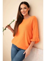 Dámský svetr typu model 21949258 s kulatým výstřihem oranžový - K-Fashion