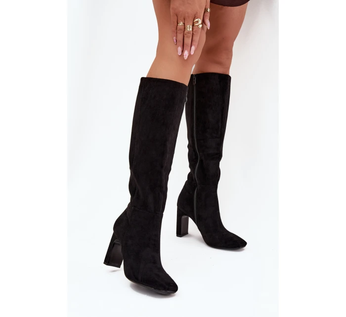 Dámské kotníkové boty Zamira na sloupkovém podpatku – černé