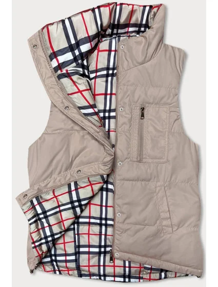 Tmavě béžová oboustranná dámská vesta model 18471362 - Miss TiTi