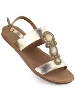 Dámské ploché sandály se zlatou ozdobou Filippo DS6882