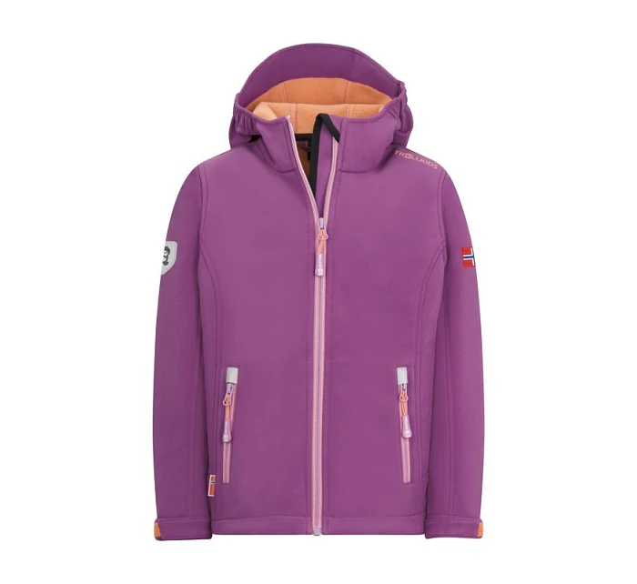 Trollkids Dívčí softshellová bunda Trollfjord s kapucí pro dívky růžová (175-242)