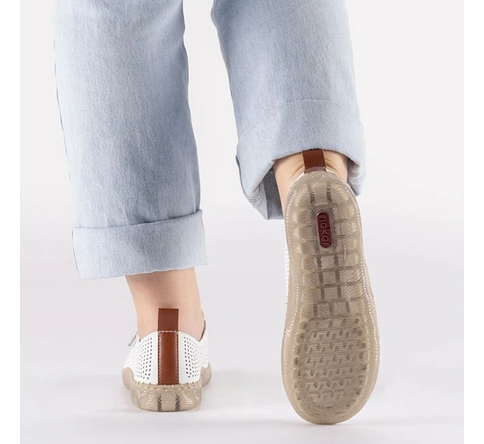 Dámská kožená prolamovaná bílá polobotka Rieker N2405-80