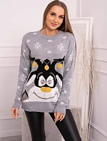 Vánoční svetr se sobem šedý