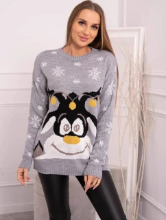 Vánoční svetr se sobem šedý