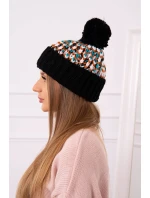 Dámská čepice Ellen s bambulí K325 černá Dámská čepice Ellen s bambulí K325 černá