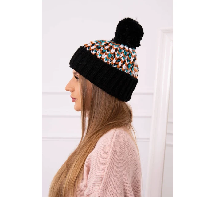 Dámská čepice Ellen s bambulí K325 černá Dámská čepice Ellen s bambulí K325 černá