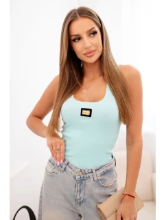 Dámská pruhovaná tílko s ozdobnou nášivkou světle mátová