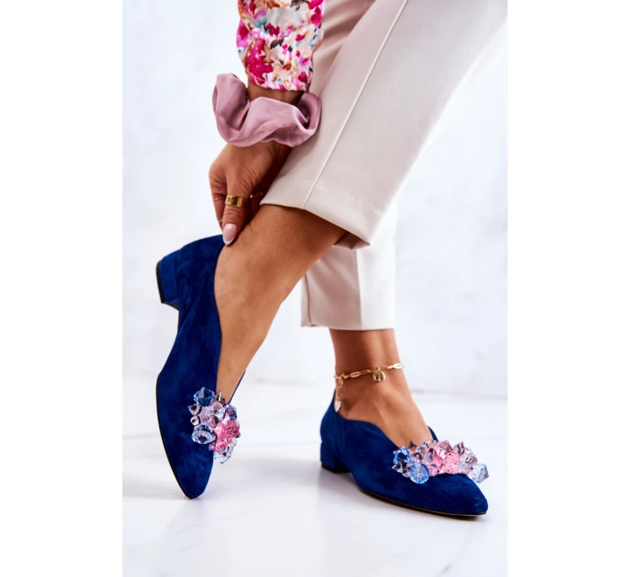 Elegantní Semišové Boty S Dekorací námořnická modrá model 21581728 - Boto