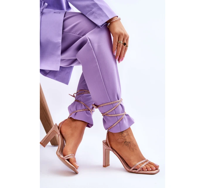 Elegantní vázané sandály s kamínky Nude Nessy Elegantní vázané sandály s kamínky Nude Nessy