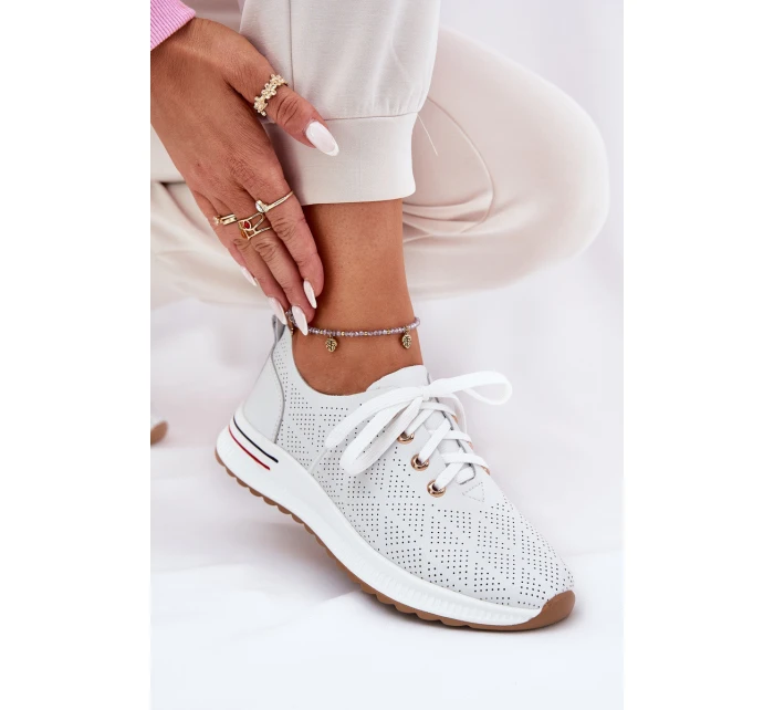 Kožené Lehká Polobotky Dámské model 21691705 Bílé - Artiker