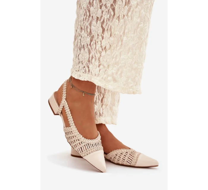 Dámské sandály s pleteným na platformě světle béžové model 21911450 - Boto Dámské sandály s pleteným na platformě světle béžové model 21911450 - Boto