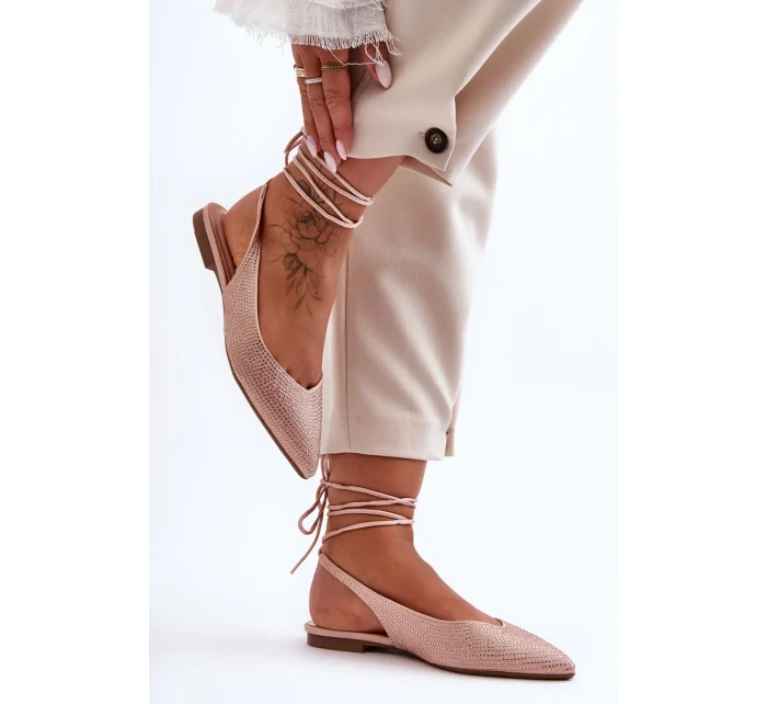 Dámské baleríny s ozdobnými čepicemi bežové Jange