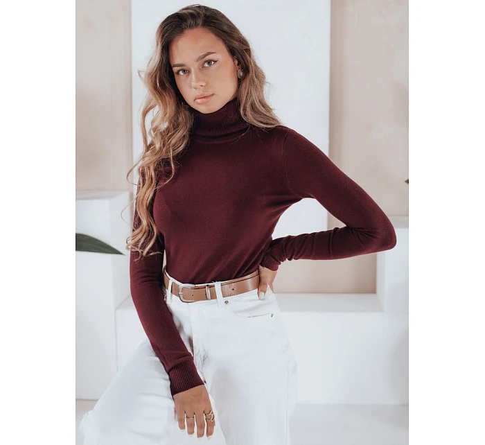 Dámský svetr s rolákem A11 MY2490 tm. hnědý - FashionStreet