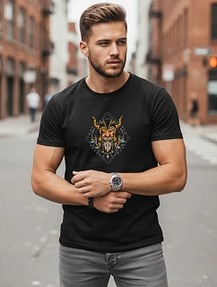 Tshirt męski bawełniany z nadrukiem czarny model 22194507 - FashionStreet