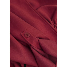 Volný dámský kabát v bordó barvě s klopami (20536)