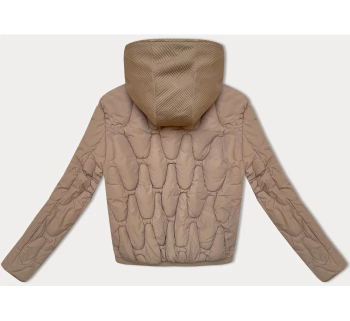 Krátká béžová zimní bunda s ozdobnou kapucí model 21248205 - S'WEST