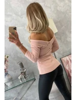 Halenka s výstřihem do V tmavě pudrově růžová Halenka s výstřihem do V tmavě pudrově růžová