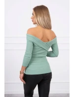 Halenka s výstřihem do V tmavě mátová Halenka s výstřihem do V tmavě mátová