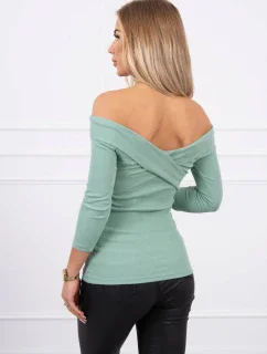 Halenka s výstřihem do V tmavě mátová