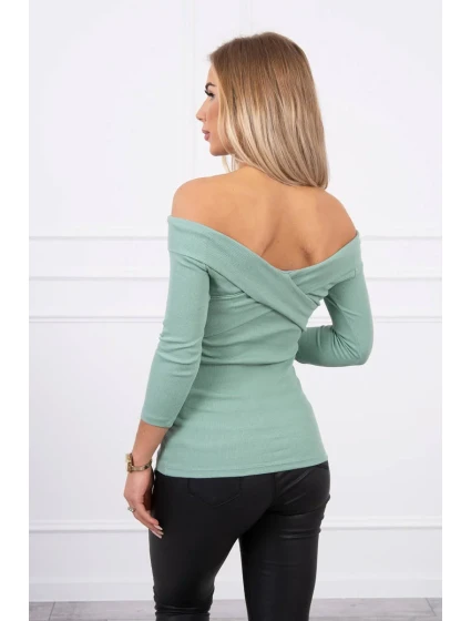 Halenka s výstřihem do V tmavě mátová Halenka s výstřihem do V tmavě mátová