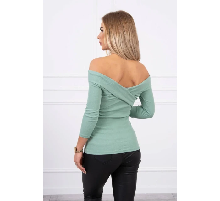 Halenka s výstřihem do V tmavě mátová Halenka s výstřihem do V tmavě mátová