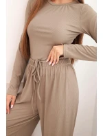 Dámský viskózový komplet s blůzou a širokými kalhotami fango Dámský viskózový komplet s blůzou a širokými kalhotami fango