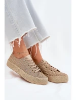 Vzorované dámské tenisky na platformě s pleteninou Lee Cooper LCW-25-08-3646L Khaki