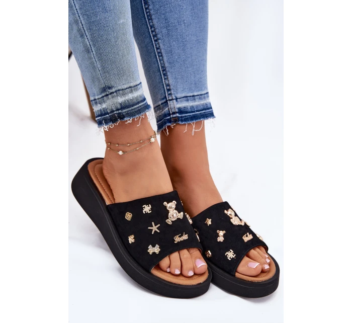 Dámské Semišové Pantofle S Černé model 21697722 - VINCEZA