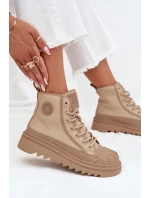 Vysoké Dámské Tenisky Zateplené Big Star OO274A356 Béžové Vysoké Dámské Tenisky Zateplené Big Star OO274A356 Béžové