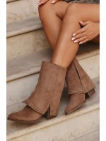 Dámské zimní kozačky s lemem  Béžové model 21708519 - VINCEZA