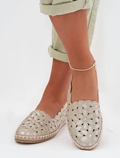 Dámské nazouvací baleríny s květinami zlaté model 22026526 - EVENTO