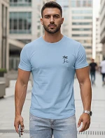 Pánské bavlněné tričko s potiskem klasické modré FashionStreet NX5105R