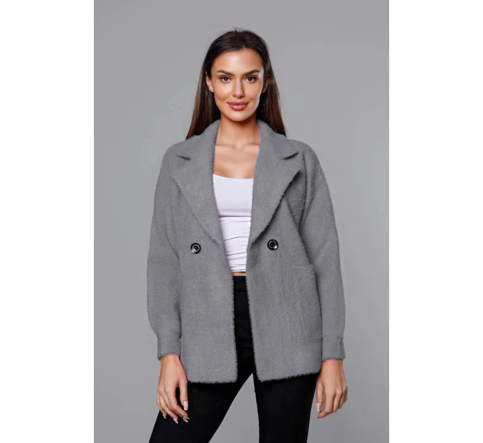 Krátký šedý přehoz přes oblečení typu alpaka model 18059131 - MADE IN ITALY