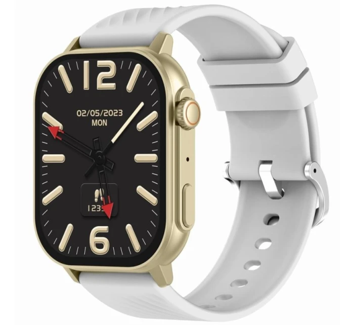 Dámské chytré hodinky GRAVITY GT15-10 s bílým silikonovým řemínkem + zlatý náramek Dámské chytré hodinky GRAVITY GT15-10 s bílým silikonovým řemínkem + zlatý náramek