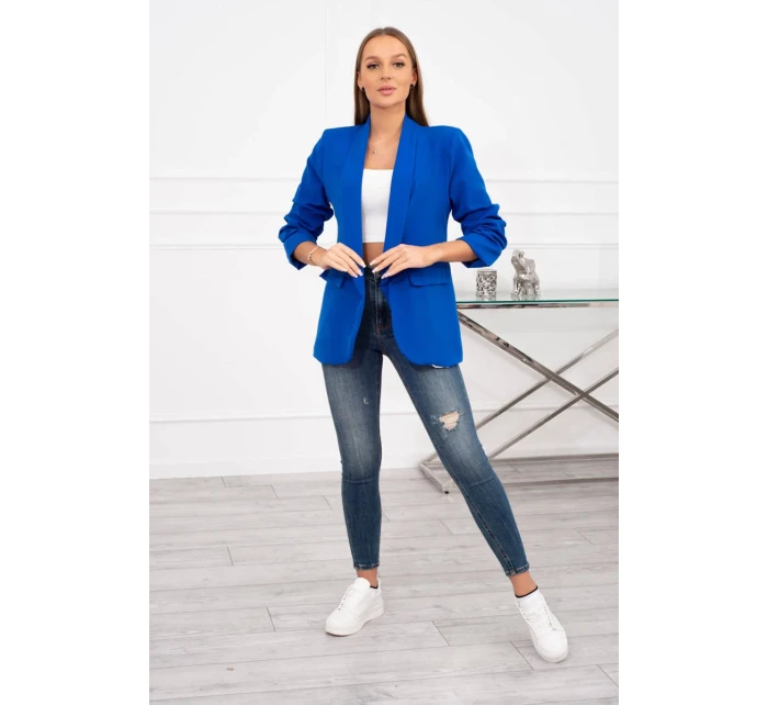 Bunda s klopou elegantní chrpově modrá Bunda s klopou elegantní chrpově modrá