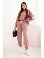 Komplet dámský máslový s volnou mikinou a kalhotami s nápisem LOVE khaki Komplet dámský máslový s volnou mikinou a kalhotami s nápisem LOVE khaki