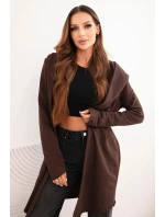 Dámská bavlněná bunda s kapucí a prodlouženým předním dílem hnědá Dámská bavlněná bunda s kapucí a prodlouženým předním dílem hnědá