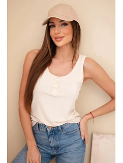 Dámská žebrovaná halenka na ramínkách s knoflíkem béžová