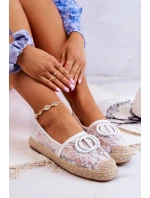 Dámské krajkové espadrilky s ozdobou Bíle Summer Dream