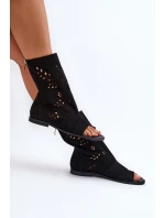 Zazoo 3437 Dámské Semišové Sandály S Hřebínkem Na Zip Černé Zazoo 3437 Dámské Semišové Sandály S Hřebínkem Na Zip Černé