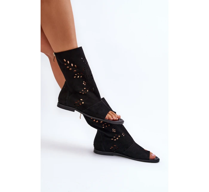 Zazoo 3437 Dámské Semišové Sandály S Hřebínkem Na Zip Černé Zazoo 3437 Dámské Semišové Sandály S Hřebínkem Na Zip Černé