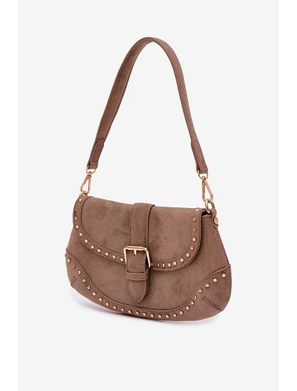 Eko semišová kabelka s cvočky tmavě béžová model 22111542 - Flora&Co
