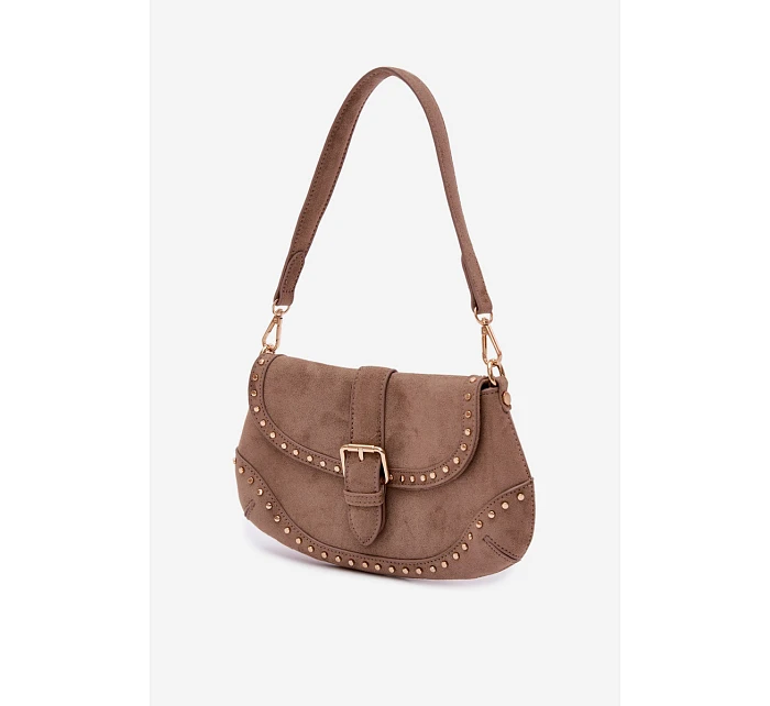 Eko semišová kabelka s cvočky tmavě béžová model 22111542 - Flora&Co