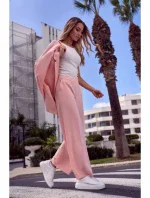 Kalhoty s rozšířenými nohavicemi model 18003322 pudrové - Moe