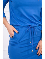 Viskózové šaty se zavazováním v pase fialovo-modré