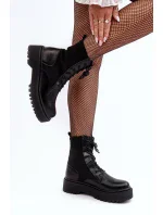 Dámské pracovní kotníkové boty se šněrováním černá Dedinva